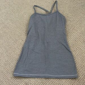 Lululemon black and gray striped razorback tank top